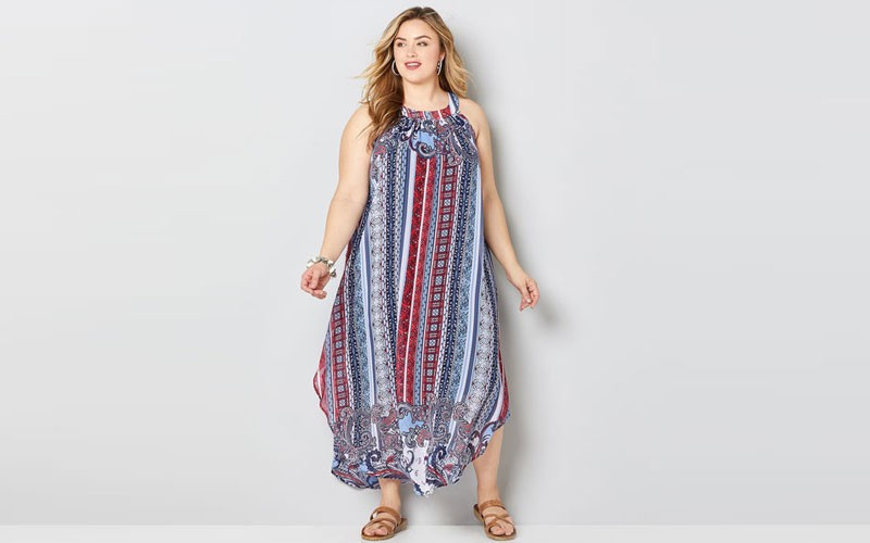 Bandana Print Tulip Hem Maxi Dress