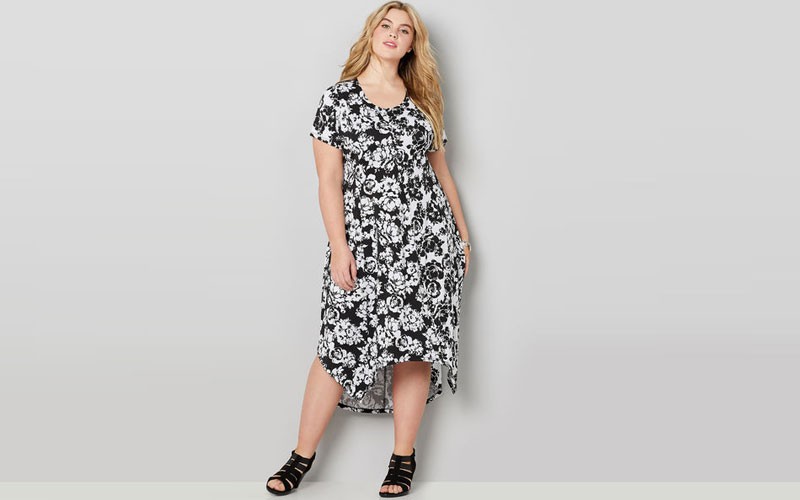 Black And White Floral Hi Lo Maxi Dress