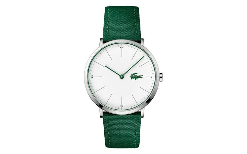 Lacoste Mens Ultra Slim Moon Casual Watch Stainless Steel Green Nylon Band