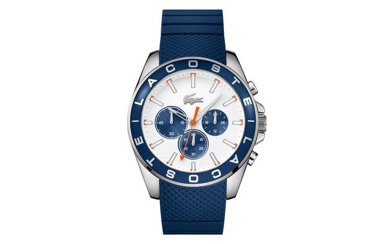 Lacoste Westport Mens Chronograph Blue & White Dial Rubber Strap 50m