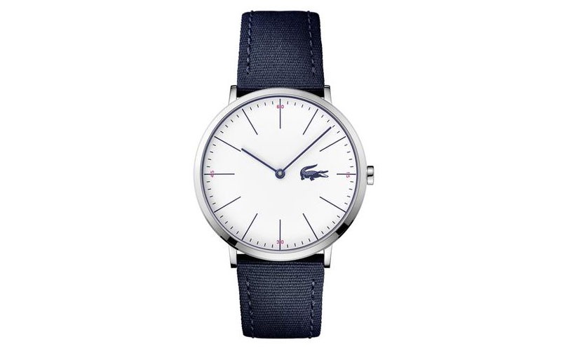 Lacoste Mens Ultra Slim Moon Casual Watch Stainless Steel Blue Nylon Band