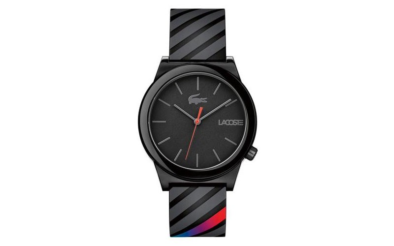 Lacoste Mens Motion Watch TR90 Case Black Dial Black Silicone Strap