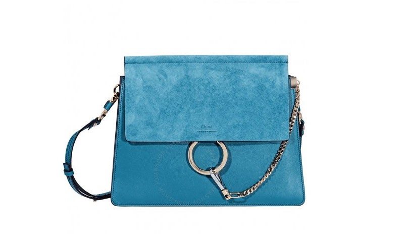 Chloe Faye Shoulder Bag Vinyl Blue