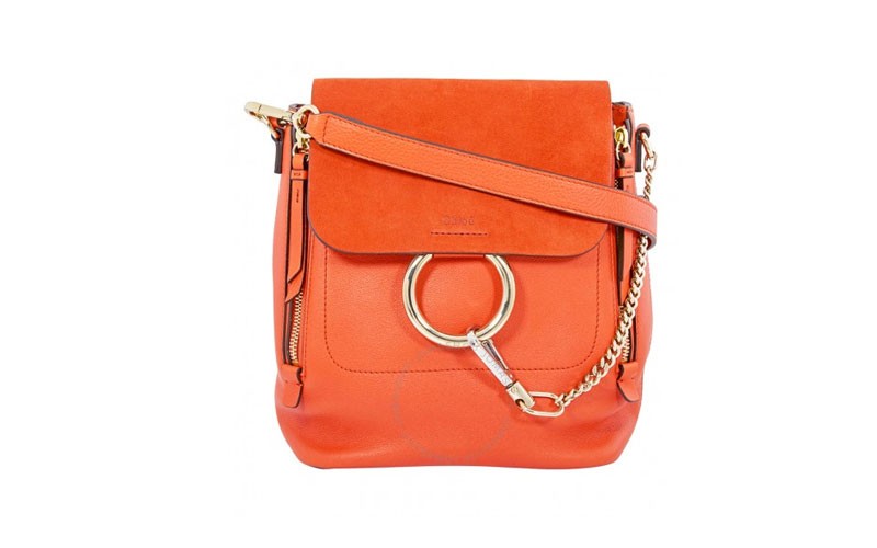 Chloe Small Faye Leather Backpack Orange