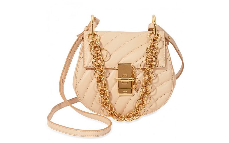 Chloe Mini Drew Bijou Quilted Leather Bag Pearl Beige