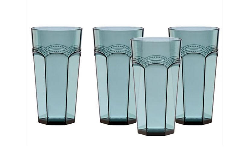 French Perle Melamine Aqua 4-piece Highball Glass Set