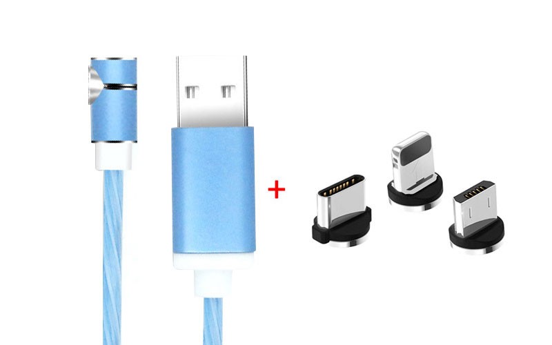 8-pin/Micro-USB/USB-C to USB 2.0 Magnetic Flowing LED Light Up Charging Cable (1