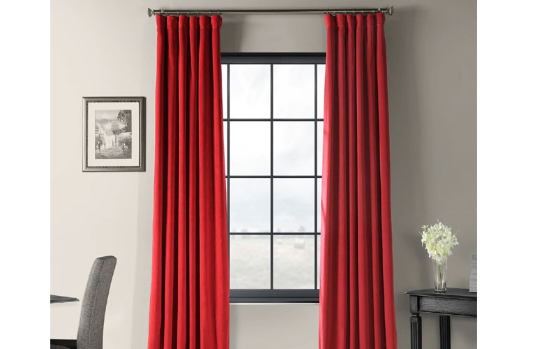 Signature Moroccan Red Blackout Velvet Curtain