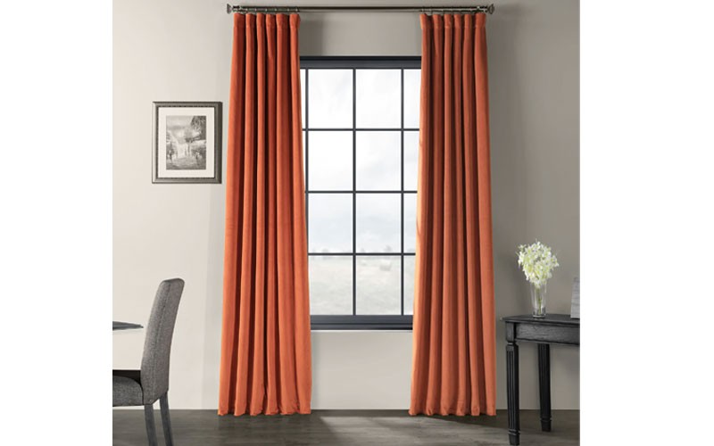 Signature Burnt Pumpkin Blackout Velvet Curtain