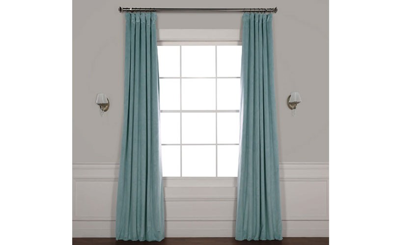  Signature Skylark Blue Blackout Velvet Curtain