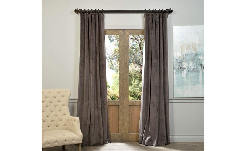 Signature Gunmetal Grey Blackout Velvet Curtain