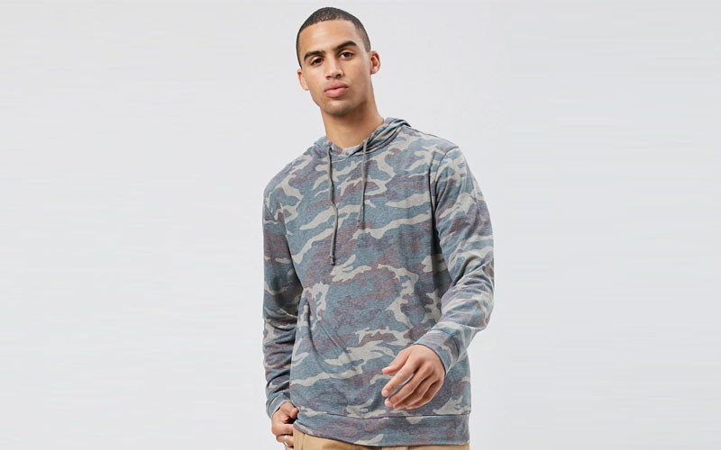 Hooded Camo Print Tee For Mens