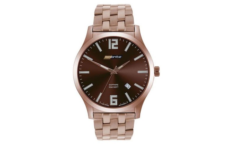 ArmourLite Isobrite Grand Slimline Brown Dial Rose Tone Stainless Bracelet