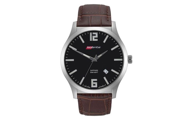 ArmourLite Isobrite Grand Slimline Series Black Dial Brown Leather Strap