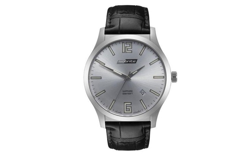 ArmourLite Isobrite Grand Slimline Series Stainless Leather Strap Date