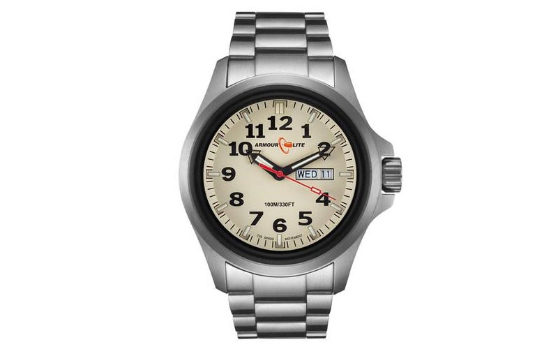 ArmourLite Officer Field Series Beige Dial Stainless Steel Case & Bracelet