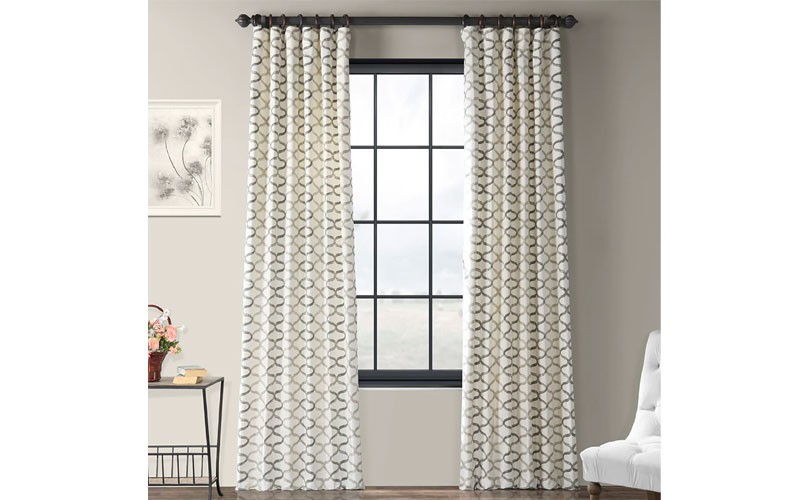 Illusions Silver Grey Printed Cotton Curtain