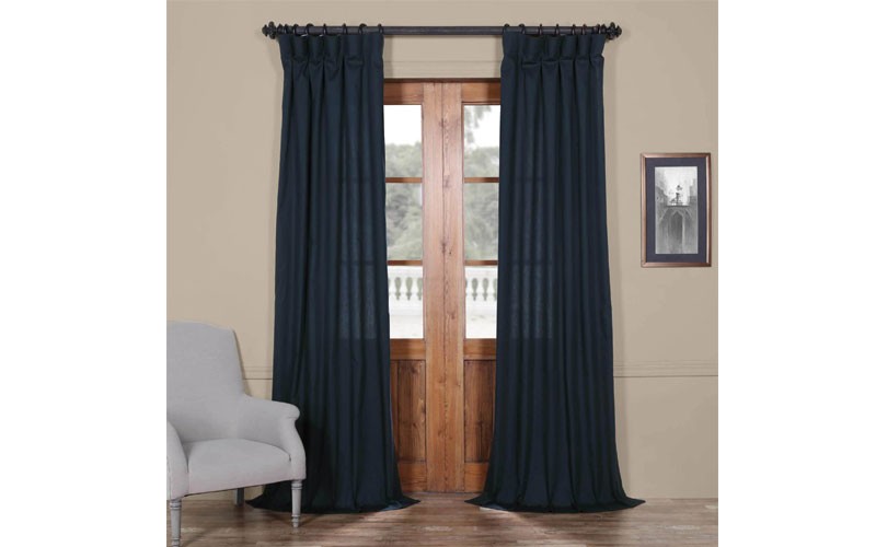 Polo Navy Solid Cotton Curtain