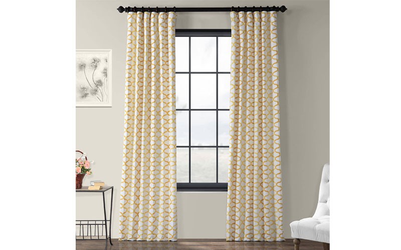 Illusions Yellow Printed Cotton Curtain