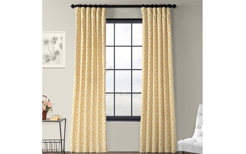 Martinique Yellow Printed Cotton Curtain