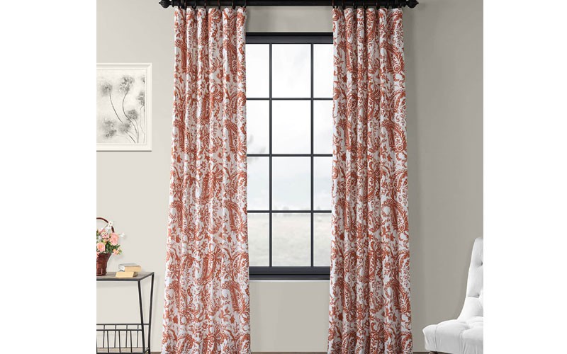 Edina Rust Printed Cotton Curtain