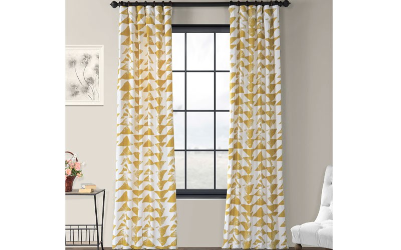 Triad Gold Printed Cotton Twill Curtain