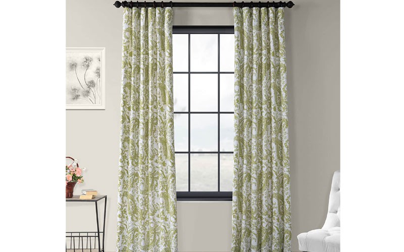 Edina Green Printed Cotton Curtain