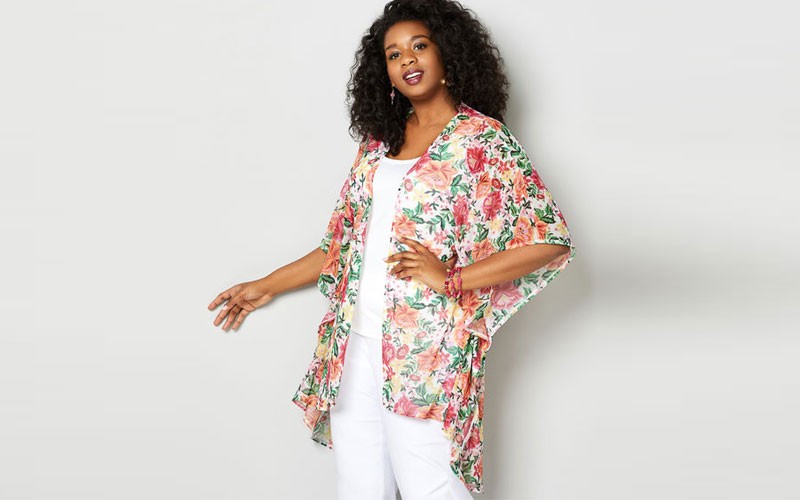 Floral Mesh Kimono For Womens