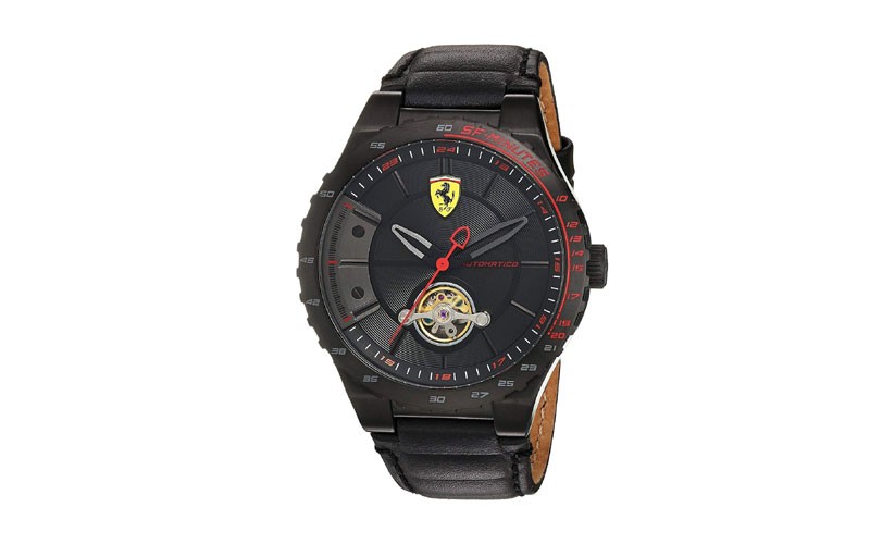 cuderia Ferrari Mens Stainless Steel Mechanical-Hand-Wind Watch