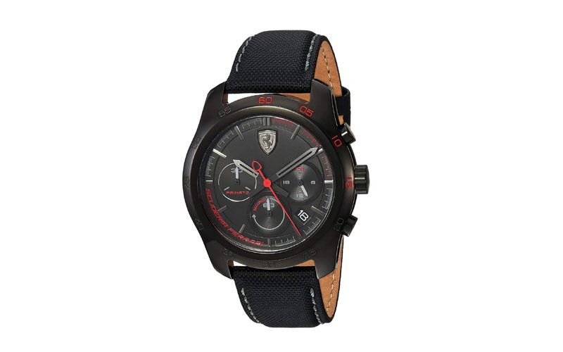 Ferrari Mens PRIMATO Stainless Steel Quartz Watch with Nylon Strap