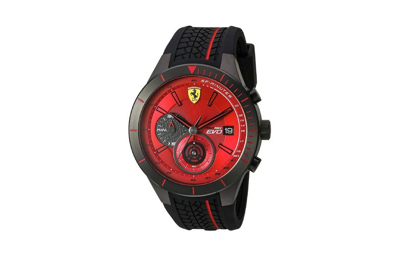 Ferrari Mens Quartz Stainless Steel and Silicone Watch