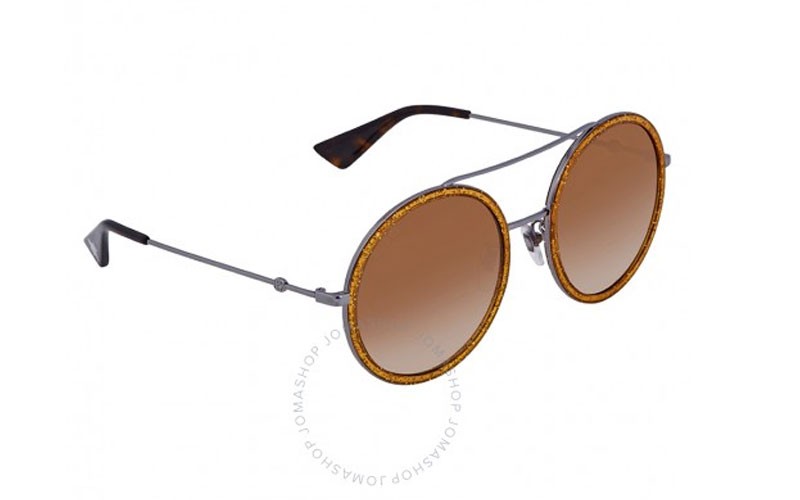 Gucci Round Silver-Gold Glitter Ladies Sunglasses