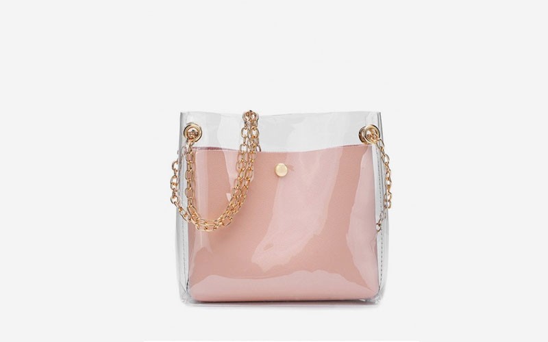 Transparent Simple Style Shoulder Bag Flamingo Pink