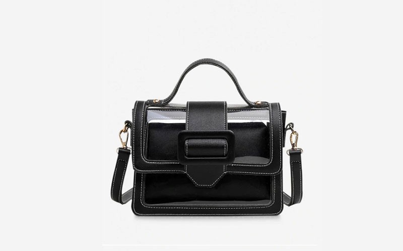 Summer Transparent Buckle Design Square Bag Set Black