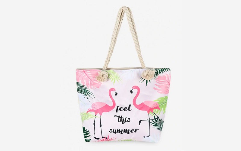 Flamingo Letter Canvas Shoulder Bag Flamingo Pink
