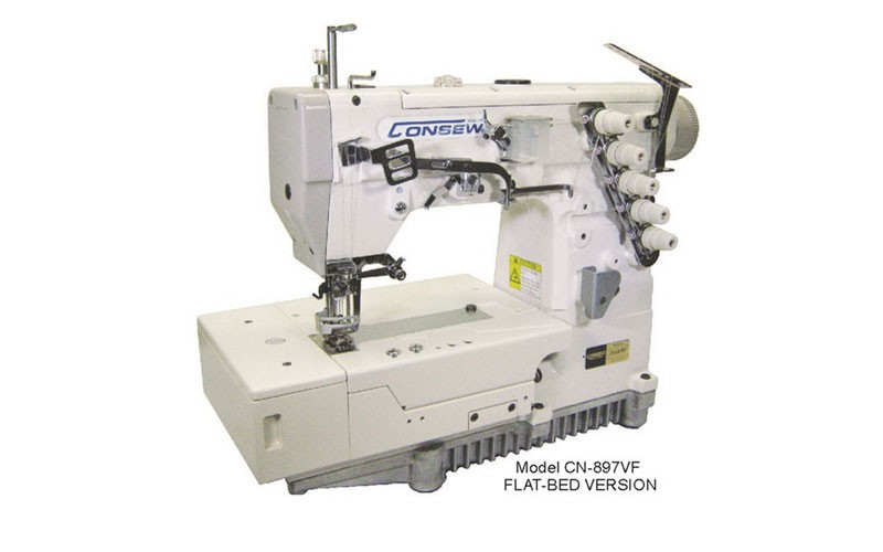 Consew CN897VF-1 Flat-Bed 2/3 Needle 4/5 Thread Coverstitch Machine with Assembl