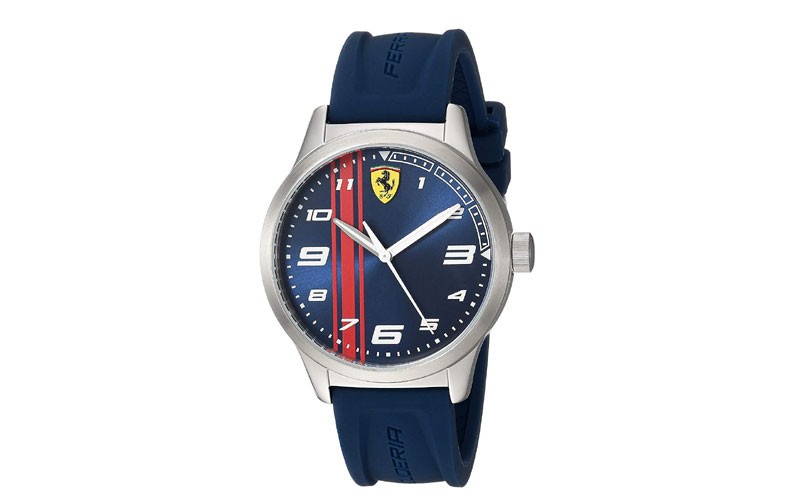 Ferrari Boys' Pitlane Stainless Steel Quartz Watch with Rubber Strap Blue