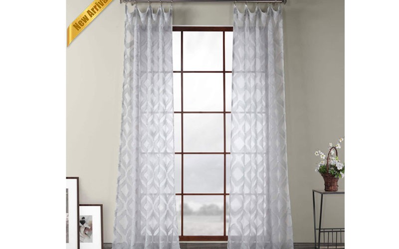 Capella Silver Patterned Linen Sheer Curtain