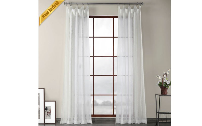 Antares White Patterned Linen Sheer Curtain