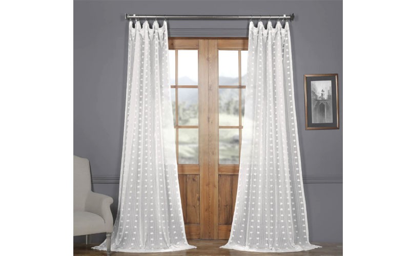 Strasbourg Dot Patterned Faux Linen Sheer Curtain