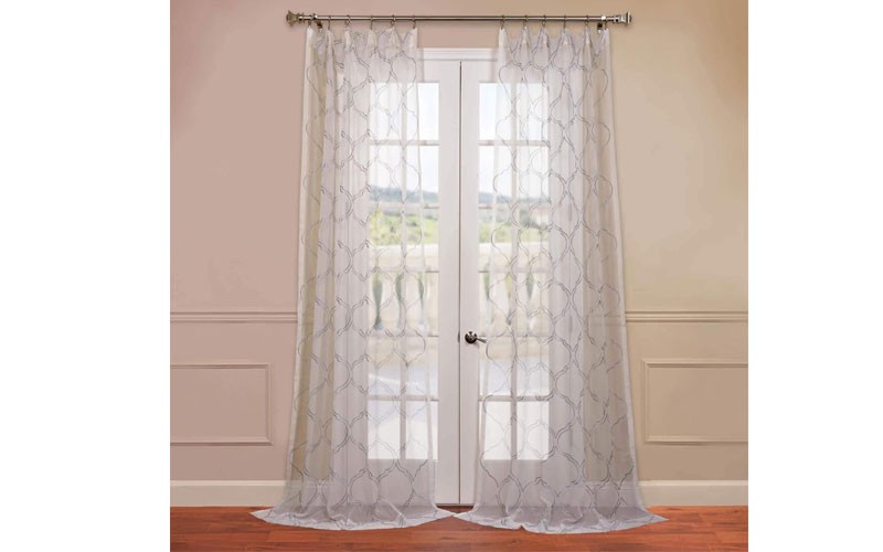 Florentina Silver Embroidered Sheer Curtain
