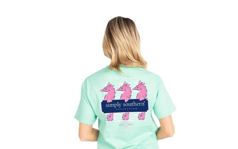 Simply Southern Pocket Seahorse T-Shirt for Women in Poseidon