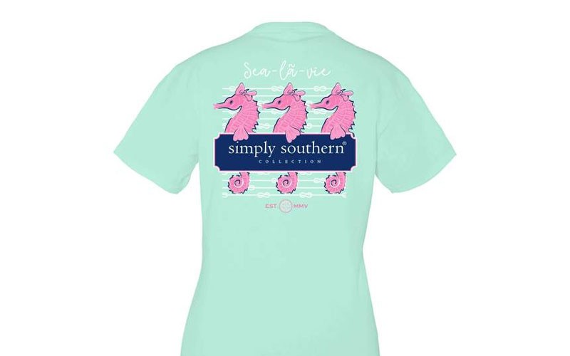 Simply Southern Plus Size Pocket Seahorse T-Shirt for Women in Poseidon