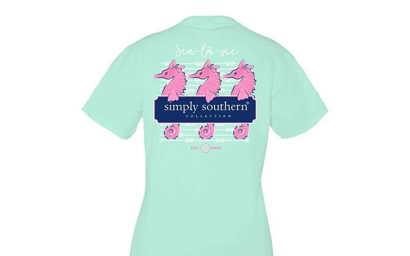 Simply Southern Plus Size Pocket Seahorse T-Shirt for Women in Poseidon