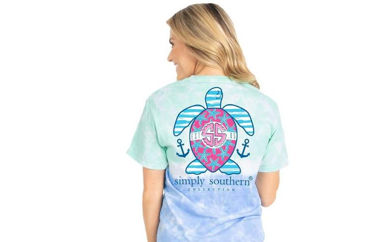 Simply Southern Tie Dye USA Turtle T-Shirt for Women in Island