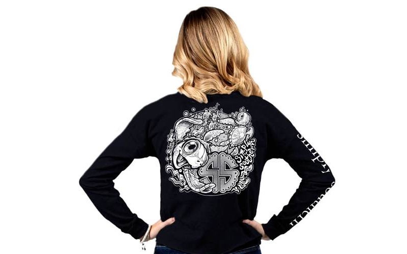 Simply Southern Lake Cropped Long Sleeve T-Shirt for Women in Flamingo