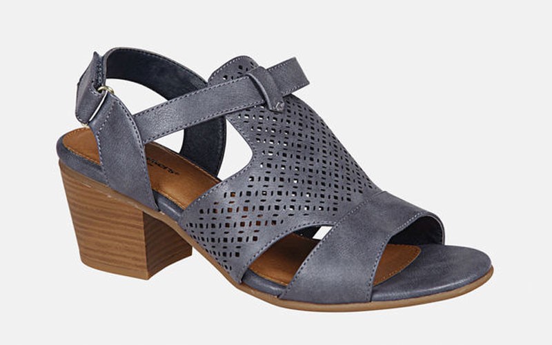 Aria Perforated Block Heel Sandal Womens Shoes