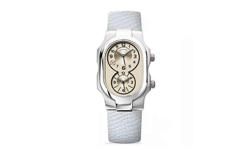 Philip Stein Small Signature Ladies Quartz White Calf Lizard Print Watch