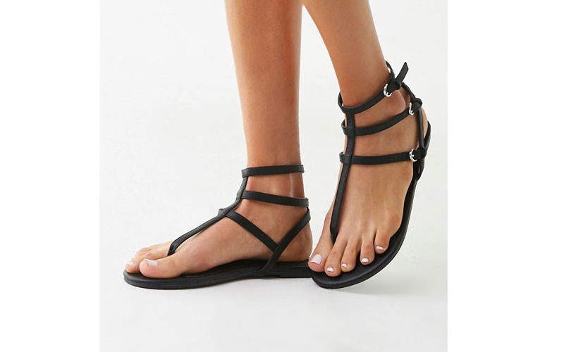 Caged Faux Leather Sandals