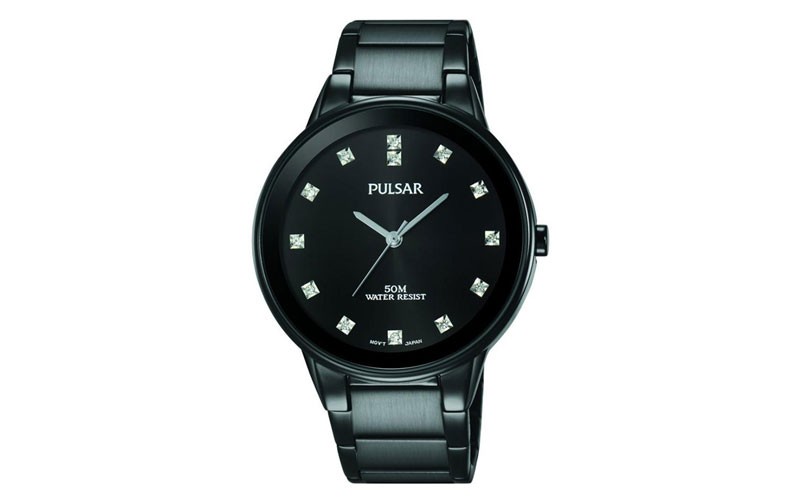 Pulsar Easy Style Mens Crystal Marker Dress Watch GoldTone Bracelet